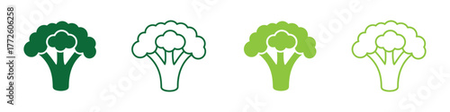 Fresh Broccoli Vector Illustration – Green Broccoli Floret in Flat Style for Vegan, Organic Food, Healthy Eating and Grocery Design Themes