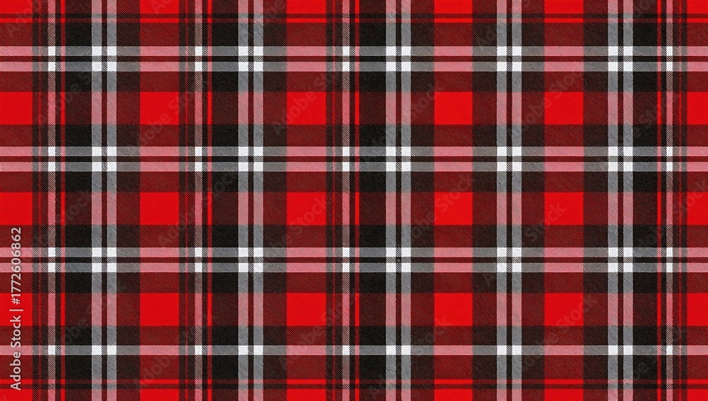 Fototapeta premium Buffalo check plaid design featuring hearts in red, black, and white, suitable for seasonal decor and Valentine's Day