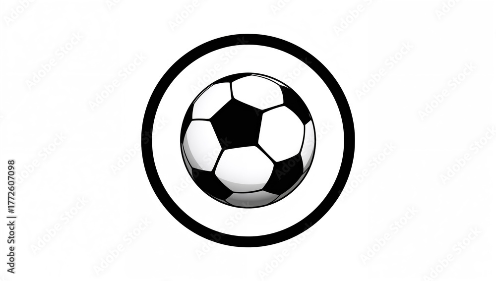 Fototapeta premium 3D football icon on a plain white backdrop depicting the essence of the sport, emphasizing health, collaboration, and the thrill of play in a monochrome style