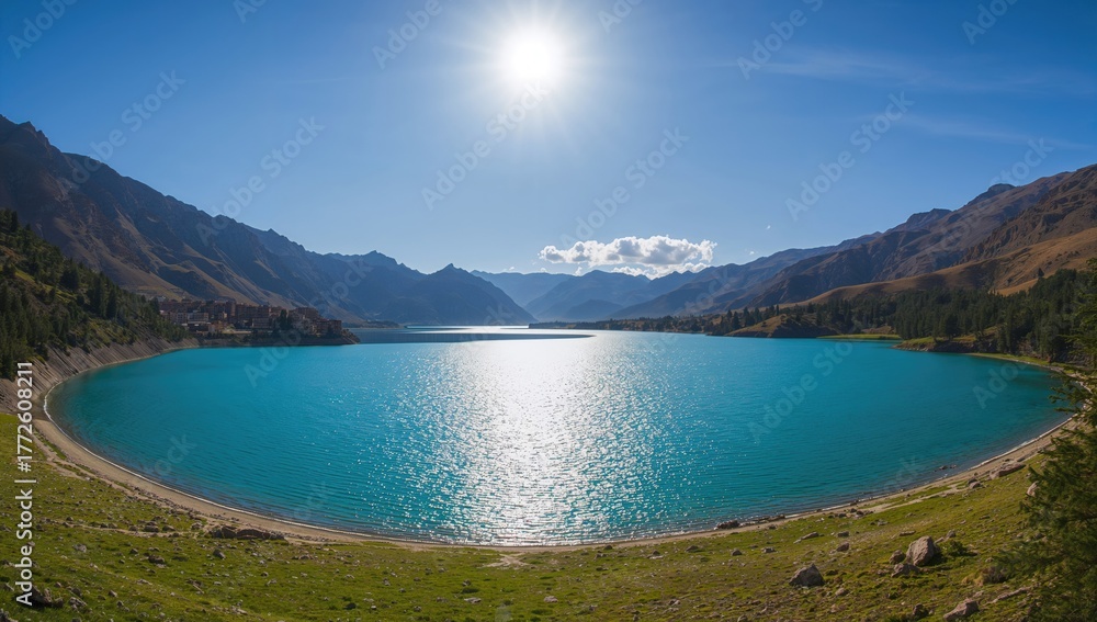 Fototapeta premium Lake Hazor Chasma in the Fann Mountain Range
