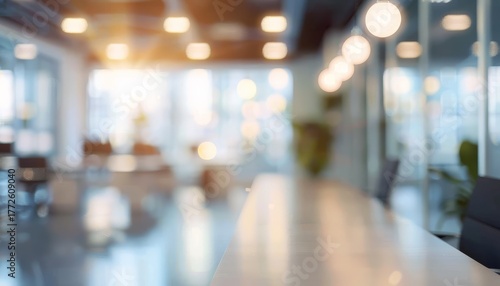 Wallpaper Mural Abstract Blurred Office Interior with Lights and Glass Walls Background Design Element Torontodigital.ca