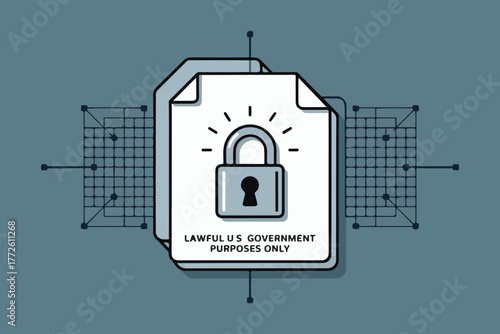Secure document concept with padlock symbol and data grid representing digital security and confidentiality