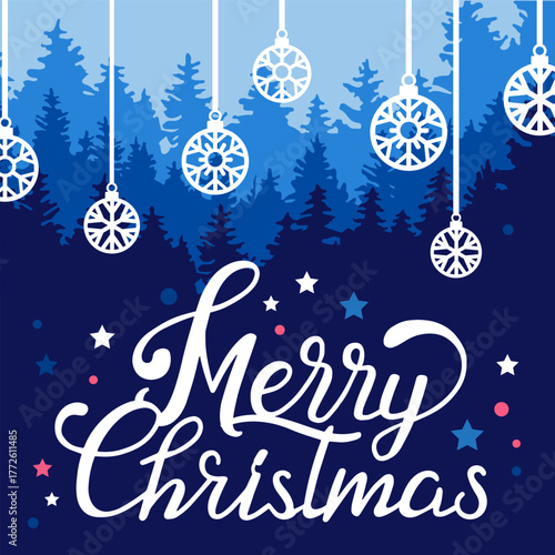 Winter merry christmas illustration background. Beautiful Merry Christmas banner design template. Vector illustration