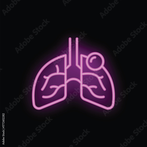 Neon style illustration of lungs showing coronavirus infection