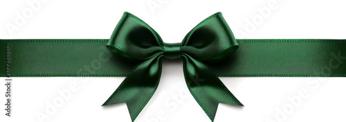 green ribbon with a bow on a transparent background