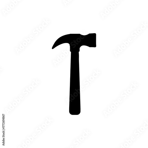 Black Hammer Icon – Minimalist Tool Silhouette for UI, Construction, and Branding