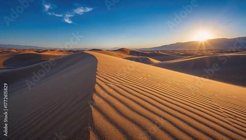 Fototapeta Naklejka Na Ścianę i Meble -  Death Valley sand dunes, abstract texture of sunlit sand, seasonal change
