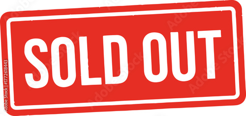 Sold Out Red Vintage Stamp Label Icon Vector