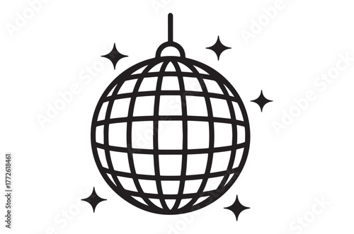 Disco ball with sparkles silhouette vector, Disco ball icon