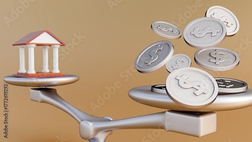 A 3D illustration symbolizes the government's fiscal balance and a large volume of tax money