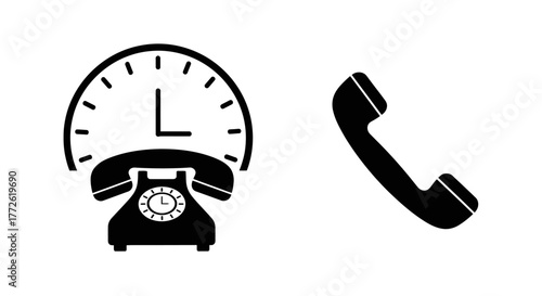 Vintage telephone with a clock face representing time sensitive communication