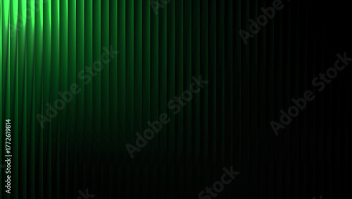 Canvas Print White to green glass gradient with transparent lines and soft lighting that fills the black background with an airy feel