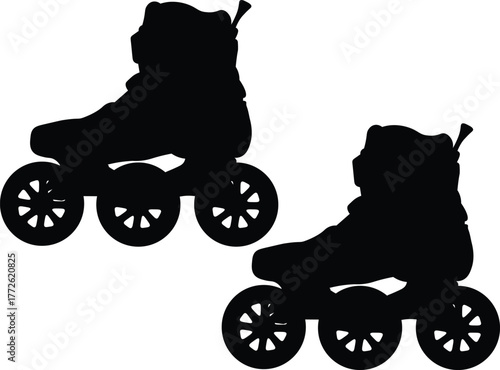 Roller Skate Silhouette. Minimalist Sports Equipment Vector Icon