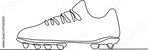 Soccer Boots Continuous Line Drawing. Minimalist Sports Footwear Illustration