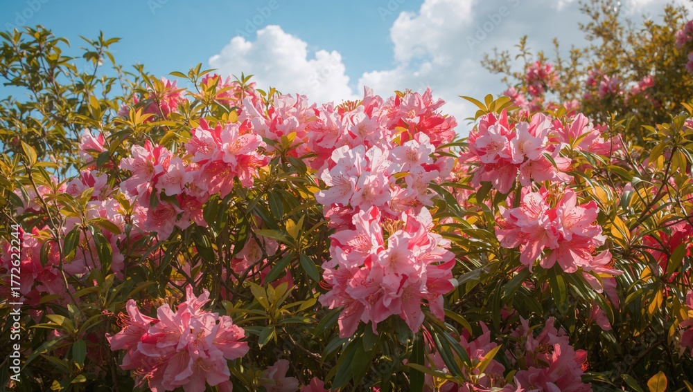 Obraz premium Summer blooms of vibrant pink Rhododendron blossoms