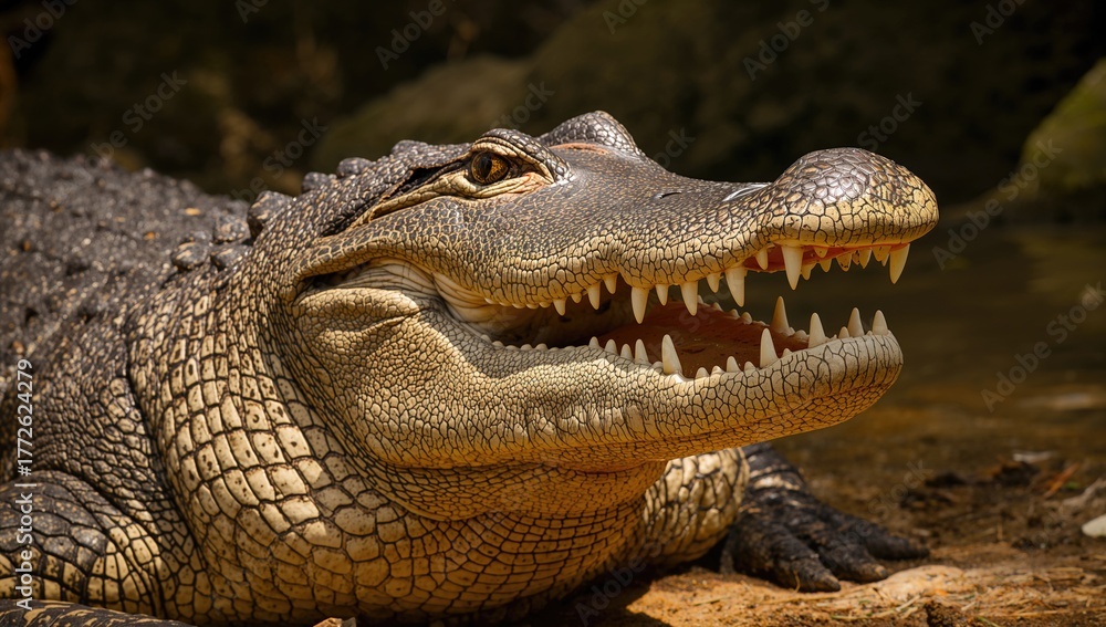 Obraz premium Homosassa Springs wildlife park reptiles, showcasing carnivorous alligators and crocodiles, nature preservation