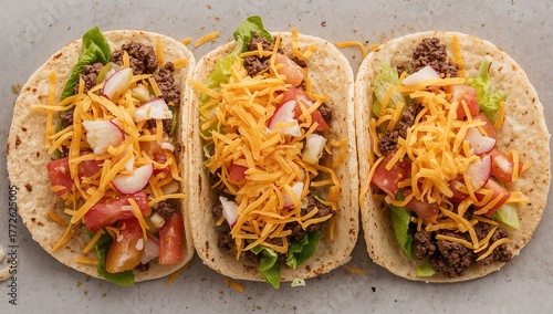 Enjoy flavorful ground beef tacos with fresh toppings, a protein-rich meal