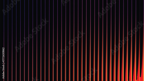 Abstract background of vertical lines with a gradient of purple to orange light