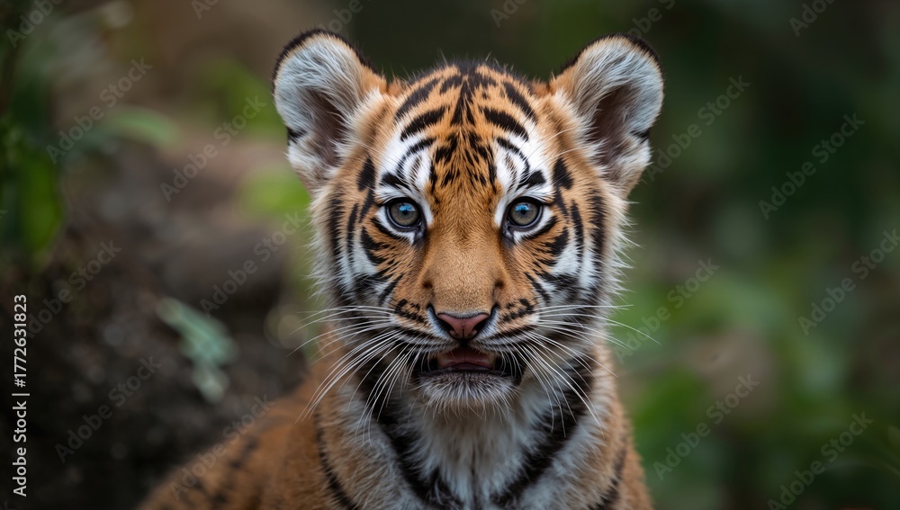 Obraz premium Close-up of a young tiger cub