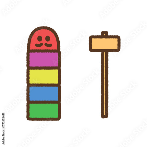 手書き風のシンプルアイコンイラスト　だるま落とし