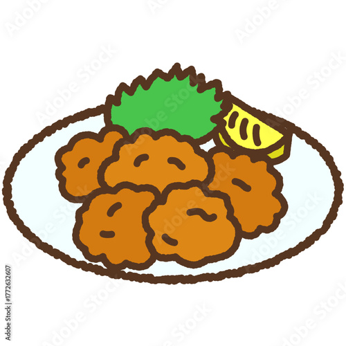 手書き風のシンプルアイコンイラスト　唐揚げ