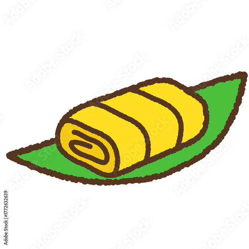 手書き風のシンプルアイコンイラスト　だし巻き卵