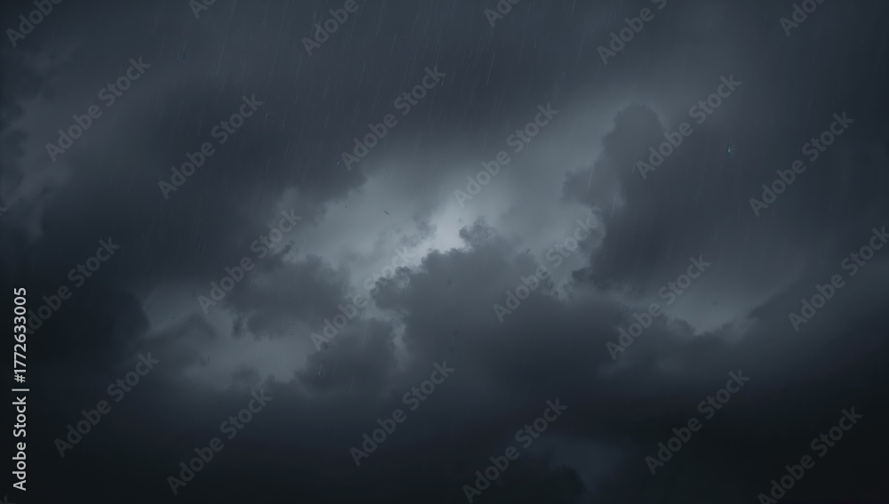 Obraz premium Gloomy sky with heavy rain clouds, risk of flooding,