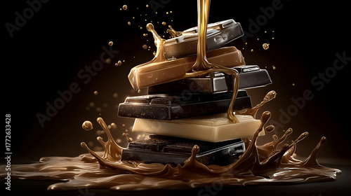 Wallpaper Mural Decadent chocolate bars melting into a delicious pool of rich syrup, creating a mouthwatering dessert scene. Torontodigital.ca