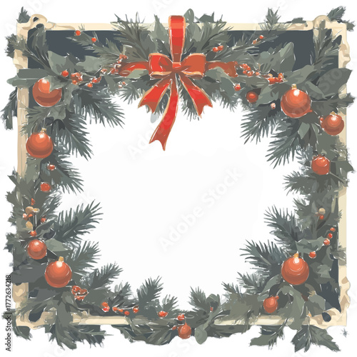 christmas wreath on white background