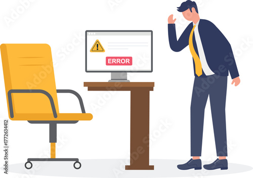 illustration of a company online digitalization system that is malfunctioning or not working
