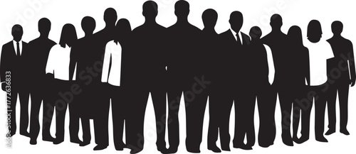 Diverse group of silhouetted business people standing together unified for human rights