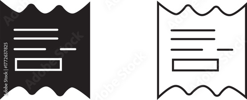 Digital illustration of two different styles of a torn paper note in black and white colors, showcasing a simple design