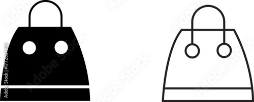 Simple black and white shopping bag designs showcasing modern graphic style for branding and marketing use