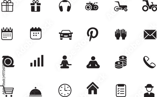Business and finance icon set vector illustration with money and bank symbols for web and computer use