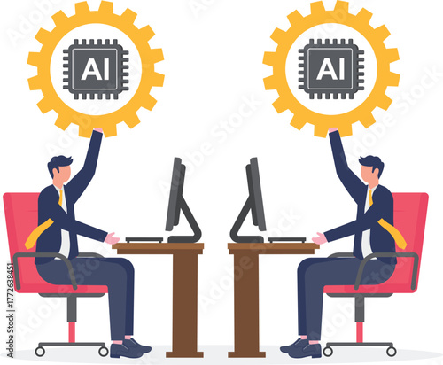 illustration of synergy between AI systems and business players

