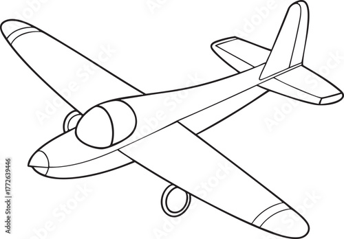 Glider airplane outline illustration for aviation enthusiasts and coloring art projects