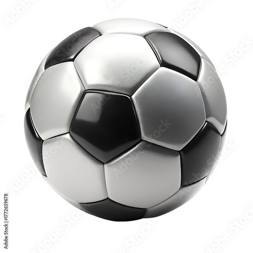 Classic Black and White Soccer Ball with Detailed Panels on Transparent Background football sport isolated on a transparent background