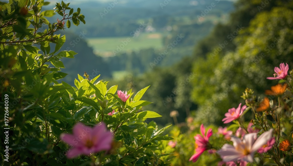 Obraz premium Lush green foliage in a vibrant garden, perfect for seasonal decoration