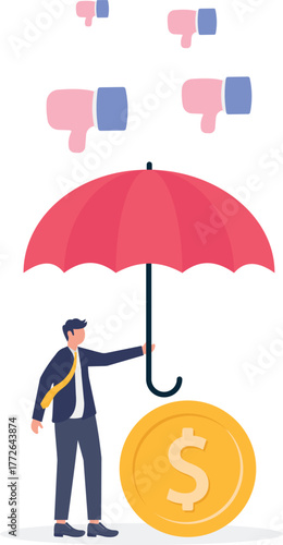 illustration of insurance or warranty ensuring business financial assets
