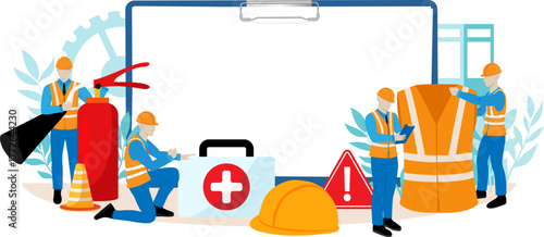 OSHA. Occupational safety regulations and health inspection. Worker security protection policy.