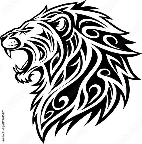 Wallpaper Mural Roaring Tribal Lion Head – Style Vector Torontodigital.ca