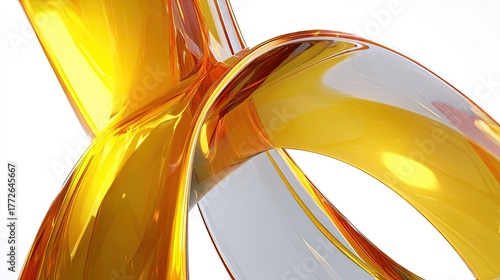 Abstract Intertwined Rings With Transparent Yellow And Orange Colors