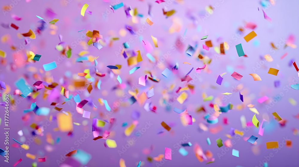 Obraz premium Colorful confetti floating in the air. The image evokes a sense of celebration and joy