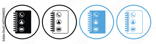 Address Book Symbol — Modern Editable Vector Icon for Communication and Contact Information.