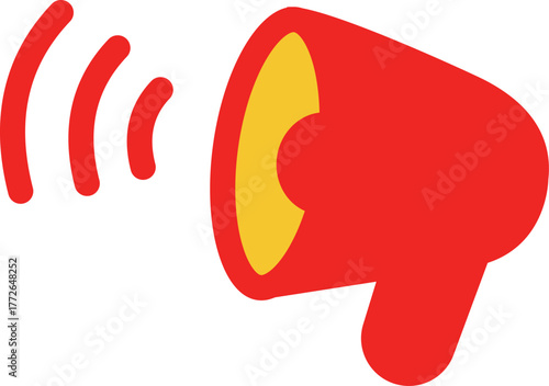 a red megaphone shouting with sound waves