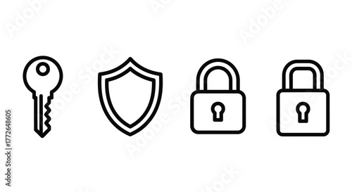 Collection of security icons key shield padlock symbols for digital protection and safety concepts vector