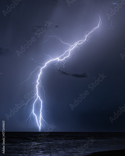 Tropical Lightning Storm Over the Ocean