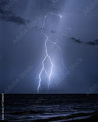 Tropical Lightning Storm Over the Ocean