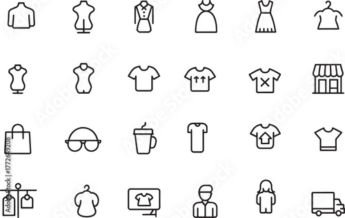 Hotel icons set featuring kitchen and room symbols