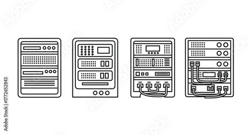 Rackmount server equipment data center technology servers network devices it infrastructure vector